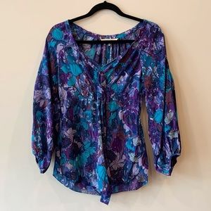Rebecca Taylor V-neck Silk Blouse SZ 2